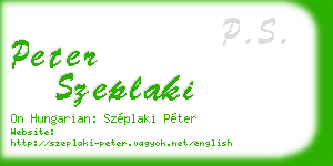 peter szeplaki business card